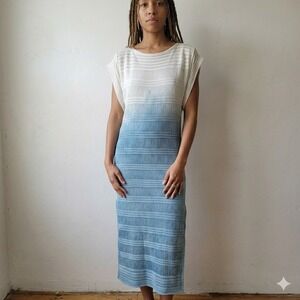 Baobab Naufragio Dress Women XS Blue White Ombre Textured Knit Resortwear